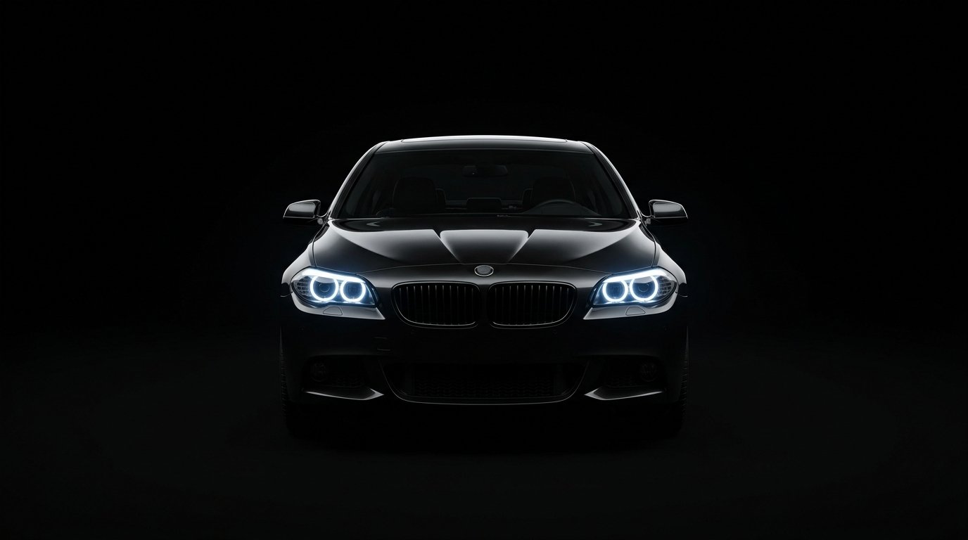 Luxury Black Executive Vehicle with Glowing Headlights - taxifromjfk